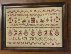 Christmas Redwork Sampler - Cross Stitch Pattern