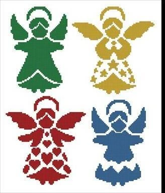 Angel Silhouettes - Christmas Cross Stitch Pattern 1 Angel Silhouettes - Christmas Cross Stitch Pattern