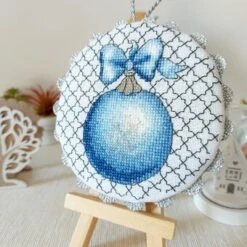 Christmas Ornament Blue Silver Ball - Cross Stitch Pattern