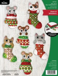 Paws & Whiskers - Christmas Ornaments - Felt Applique Kit