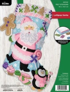 Lollipop Santa - Christmas Stocking - Felt Applique Kit