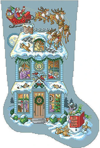 Twas The Night Before Christmas Stocking - Cross Stitch 1 Twas The Night Before Christmas Stocking - Cross Stitch