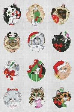 Christmas Kittens Ornaments - Cross Stitch Pattern