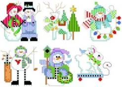 Checkered Christmas Ornament Set 3 - Cross Stitch Pattern