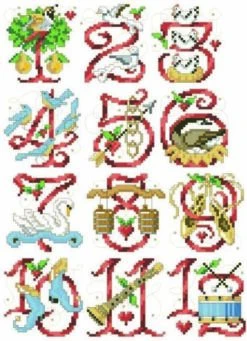 Twelve Days Of Christmas Ornaments - Cross Stitch Pattern
