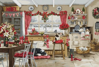 Christmas Farmhouse Kitchen - Cross Stitch Kit 1 Christmas Farmhouse Kitchen - Cross Stitch Kit