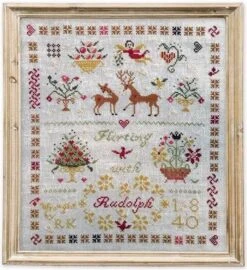 Flirting With Rudolph Sampler - Christmas Cross Stitch